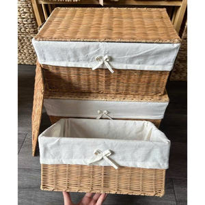 Canvas Liner and <b>Handles</b> Handcrafted Bamboo & Rattan Storage <b>with</b> Lid: Premium Hotel Laundry Rattan <b>Basket</b> - Product Image 5