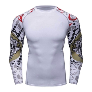 Custom <b>Printed</b> Breathable Men's Rash Guard Compression Shirt UPF50+ Protection Eco-Friendly Anti-Bacterial Fabric OEM/ODM - Product Image 1