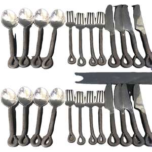 Meilleur cadeau de mariage Argenterie élégante Ensemble de 2 couverts en acier inoxydable avec poignées ornées royales de style américain - Product Image 5