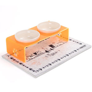 Station d'alimentation pour animaux de compagnie à double bol en acrylique portable, imperméable, grande capacité, pour chats, chiens, petits animaux, bols pour animaux de compagnie modernes et élégants - Product Image 4