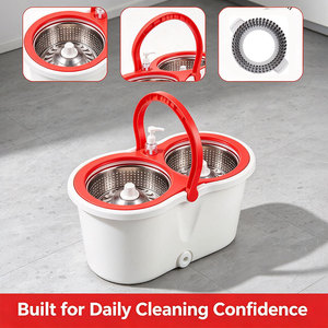 Recharge de balai serpillère rotatif à 360 degrés avec panier en plastique pour l'entretien des sols domestiques - Product Image 2