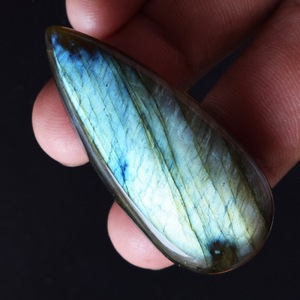 Natural Labradorite Pear Shape Cabochon Flat Back 3A+ Quality Calibrated Wholesale <b>Fire</b> Gemstones 45x19x7 MM Wholesale Price - Product Image 2