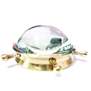 Brújula de ilusión óptica de media luna de latón macizo, rueda de barco náutico, escritorio, pisapapeles, impresión UV pulida, logotipo personalizado hecho a mano - Product Image 4