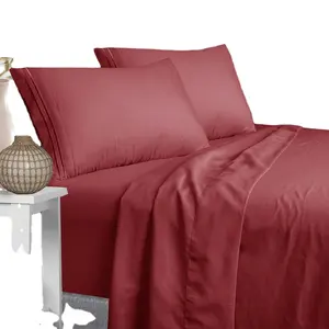 OEM lüks tasarım düz boyalı yumuşak kraliçe boyutu yatak çarşafı parlak renk nevresim yatak örtüsü seti rahat nefes yatak setleri