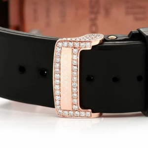 Montre Moissanite en or rose chronographe de luxe pour homme avec bracelet en caoutchouc VVS Diamond Tester Pass Full Pave Wristwatch - Product Image 4