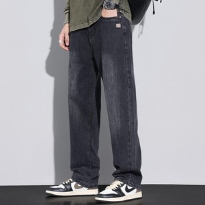 กางเกงยีนส์ผ้าคอตตอนสำหรับผู้ชายทรงตรงทรงหลวมใส่สบายโลโก้ออกแบบได้ตามต้องการ - Product Image 5