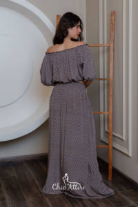 กระโปรง Maxi สไตล์โบฮีเมียนวินเทจและเซ็ตเสื้อท่อนบนคอทเทจนางฟ้า VIBE flowly กระโปรงยาวและแขนระบายเปิดไหล่ - Product Image 6