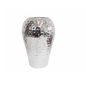 Modern Hammered Metal <b>Vase</b> Metal Modern Table <b>Vase</b> Handmade Metal <b>Vase</b> With Silver Finish Also Available in Different Finish - Product Image 2