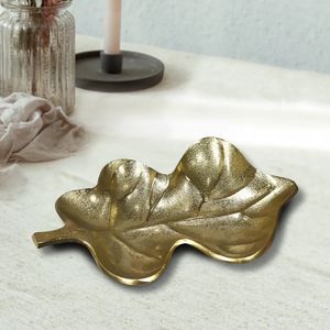 Plateau feuille d'or Plateaux décoratifs en aluminium Plat de service pour fêtes de Noël Plateau en métal coulé pour cupcakes et pâtisseries - Product Image 2