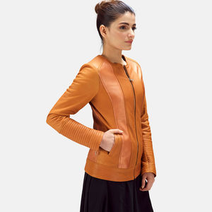 Chaqueta de Cuero Suave y Lujosa para Mujer, Forro de Algodón, Transpirable, Resistente al Viento, Corte Entallado, Prenda Exterior Elegante para Invierno y Clima Frío - Product Image 4