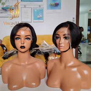 Perruques courtes en cheveux humains Perruque droite vietnamienne à double tirage - Product Image 1