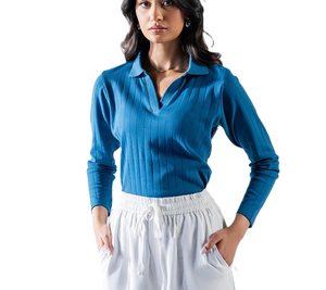 Nueva llegada al por mayor Venta caliente de alta calidad mujer chica clásico personalizado liso manga larga Polo diseño personalizado OEM - Product Image 2