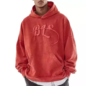 Sweat à capuche pour homme 100% coton, poids lourd, écologique, anti-plis, avec logo frontal, coupe classique, impression 3D en relief - Product Image 5