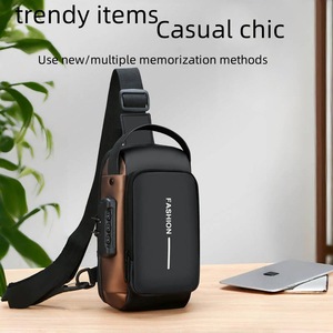 Sac de poitrine antivol pour homme avec port USB, multifonctionnel, en nylon imperméable, sac messager de voyage, sac bandoulière pour homme, vente en gros - Product Image 6
