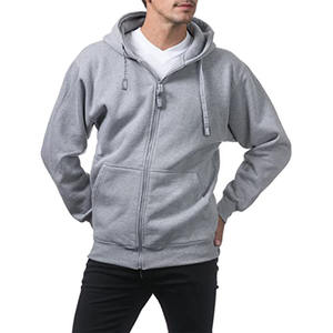Sweat à capuche gris clair pour homme avec fermeture éclair |   Veste en molleton de coton gris chiné |   Sweat-shirt d'entraînement ajusté à fermeture éclair intégrale avec capuche et poches - Product Image 4