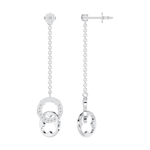 Pendientes colgantes de plata de ley 925 para mujer, alta calidad, doble hueco, corte brillante, piedra CZ, patrón geométrico dorado a la moda - Product Image 4