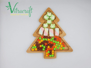 Plateau en bambou naturel. Plateau en bambou en forme d'arbre de noël. Fabriqué à partir de bambous de haute qualité, de plateaux alimentaires, de cadeaux de noël. Main Vietnam - Product Image 2