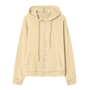 Sudadera Lisa personalizada con cremallera para mujer, Sudadera de felpa francesa de gran tamaño con bolsillo con cordón y cremallera - Product Image 5
