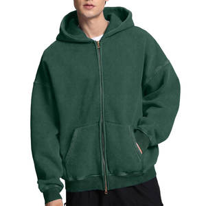 Sweat à capuche zippé surdimensionné délavé à l'acide de qualité supérieure pour hommes, style vintage, épaules tombantes, coupe courte, sweats à capuche délavés pour hommes - Product Image 1