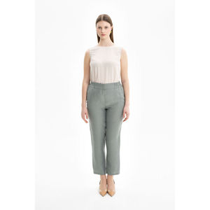Women's High-<b>Waist</b> <b>Elasticated</b> Back Canvas Cargo <b>Trousers</b> - Product Image 1