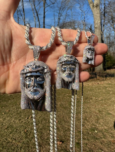 Nuevo Diseño de Collar Hip Hop con Colgante de Jesús en Oro, Plata y Diamantes, con Cadena de Cuerda, Estilo Iced Out, para Exportación - Product Image 3