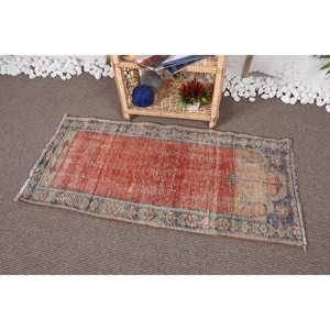 พรมตุรกีวินเทจเป็นมิตรกับสิ่งแวดล้อมแบบดั้งเดิมคลาสสิกสีแดงเบจ1.9 x 4.2ft พื้นที่ขนาดใหญ่สี่เหลี่ยมผืนผ้าการออกแบบการเย็บปะติดปะต่อกันขนสัตว์หนา10มม. - Product Image 3