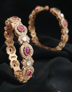 ชุดเครื่องประดับทองเหลือง Polki ชุดเครื่องประดับขัดทองด้านสำหรับงานแต่งงานตัวเลือกขนาดงานหมั้น2.4 2.6ของขวัญเครื่องประดับแฟชั่น - Product Image 1