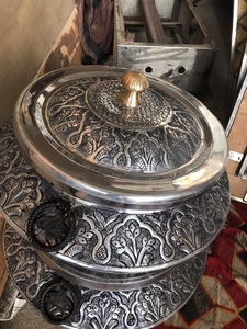 Recipientes para Calentar Comida de Vidrio de Alta Calidad, Recipiente para Calentar Comida, Calentador de Comida de Metal con Forma de Huevo, Juego de Recipientes para Buffet Dorados - Product Image 4