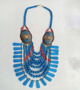 Vente chaude Style bohème perles d'os mosaïque pendentif collier GC-NK-355 femmes mode bijoux fabricant indien prix d'exportation - Product Image 5