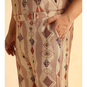 Ensemble coordonné pour homme Amanush, imprimé géométrique, grande taille, manches longues, col mandarin, kurta avec pantalon longueur cheville, tenue décontractée - Product Image 6