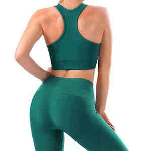 Conjunto de Yoga y Fitness sin costuras de tela transpirable ligera para mujer Sujetador y mallas de entrenamiento Ropa de gimnasio al por mayor de alta calidad - Product Image 4