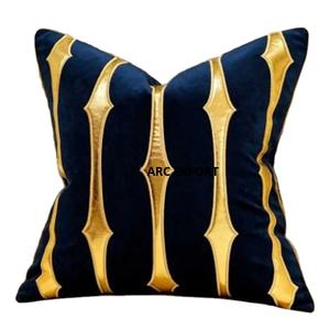 Dark Blue & Golden Lines Unique Design Decoration Fancy Luxury Home Ware Bed Pillows Comfortable Textiles For Home Supplies - Product Image 1