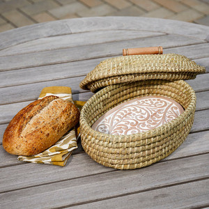 ตะกร้าสานจากธรรมชาติพร้อมฝาปิดสำหรับเก็บขนมปังที่เสิร์ฟขนมปังสดใหม่ทำด้วยมือลายเถาสองชั้น - Product Image 4