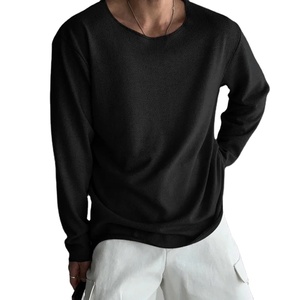 Camiseta Casual para Hombre, Cuello Redondo, Manga Larga, Color Sólido, Transpirable, Ropa Masculina, Estilo Urbano, Moda 2025 - Product Image 4