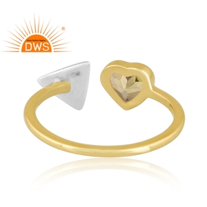 Latest Design Fine Sterling Silver 18K Gold Plated Natural Peridot Gemstone <b>Adjustable</b> <b>Ring</b> Demi Fine Jewelry Manufacturer - Product Image 4