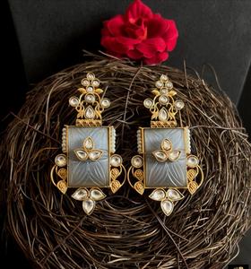 Pendientes tradicionales indios de lujo para mujer, joyería de moda chapada en oro elegante para bodas y otras ocasiones especiales - Product Image 3