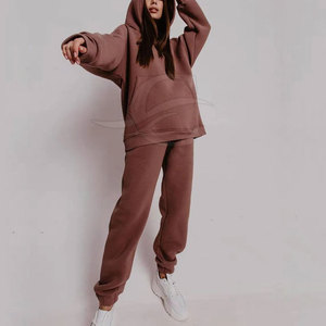 ชุดวอร์มผู้หญิงแบบมีฮู้ดสำหรับฤดูหนาว ผ้าฝ้าย 100% ระบายอากาศได้ดี น้ำหนักเบา สวมใส่สบาย ไซส์ใหญ่ ขายส่ง - Product Image 2