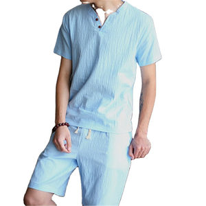 Camiseta Formal de punto Vintage teñida Lisa para hombre de verano 2025, hombro caído, ajuste Regular, transpirable, alta calidad, stock a granel - Product Image 3