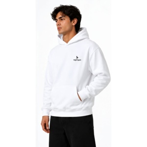 Sudadera con Capucha Blanca Lisa 2026, con Logotipo Bordado Personalizado en el Pecho, Sudadera de Alta Calidad, 100% Algodón Felpa, para Hombre - Product Image 3