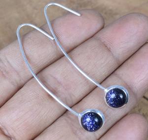 Pendientes de moda de piedra solar de Color azul de Plata de Ley 925, pendientes de piedras preciosas de piedra natal de junio, joyería hecha a mano, regalo para ella - Product Image 5