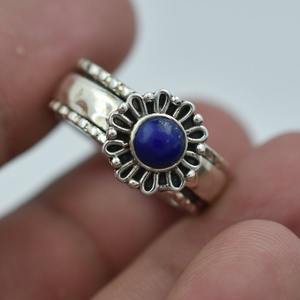 Anillo de estilo bohemio de Plata de Ley 925, joyería de piedras preciosas de lapislázuli hecha a mano para mujer, regalo de boda de tendencia para mamá - Product Image 4