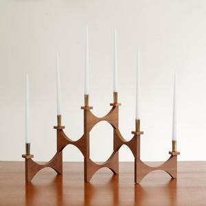 Modern Design X Shapes Wood Candle Holder Kits Walnut Cherry Modular Menorah Jewish Centerpiece Home <b>Table</b> Decorative Pieces - Product Image 6