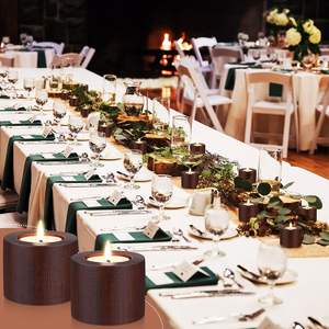 9 Pcs Wooden <b>Tea</b> <b>Light</b> Candle Holders Natural Wood Votive Tealight Holder Rustic Candle Holders for Wedding Birthday Halloween - Product Image 4