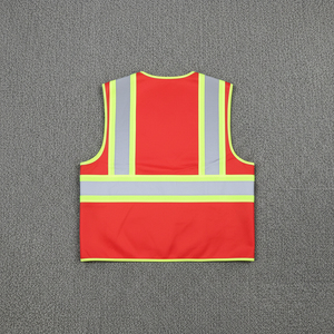 Nouvelle veste de sécurité haute visibilité rouge, conforme à la norme ANSI Classe 2, imperméable, multi-poches, réfléchissante, personnalisable, avec éclairage LED - Product Image 3