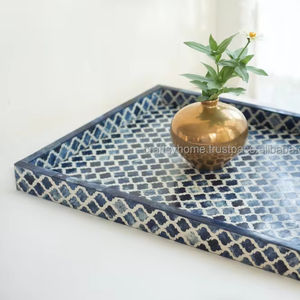 Handmade Modern Pattern Furniture <b>Tray</b> Resin Bone Inlay Decorative Serving <b>Tray</b> for Home Decor and Gift Giving - Product Image 5