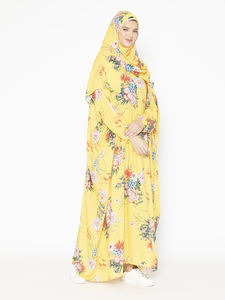 Instant Overhead <b>Shawl</b> Islamic <b>Women's</b> Cotton Clothing Muslim Printed Prayer Robe Long <b>for</b> Gown at Wholesale Price - Product Image 4