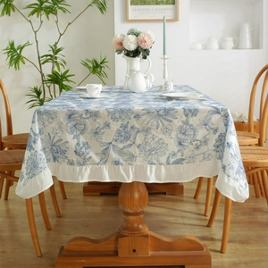 Nappe de broderie Table basse gland nappe rectangulaire couverture de Table en lin de coton - Product Image 3