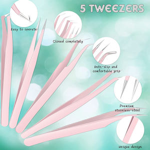 Kit d'extension de cils en acier inoxydable Volume pince à épiler de précision pince à cils pointue de voyage pour l'extension de cils - Product Image 2