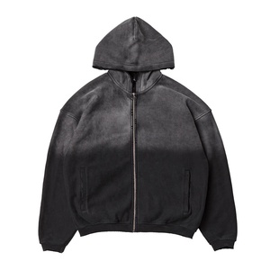 Traje de sudor lavado ácido personalizado de alta calidad, chándales deportivos, chándal grueso desgastado, sudadera con cremallera y conjunto de Jogger para hombres - Product Image 6