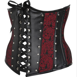 New Trendy Hot Wholesale Top Quality Waist Corsets Plus Size Steel Boned Over Bust Women Sexy Club Wear Leather Corsets - Product Image 5